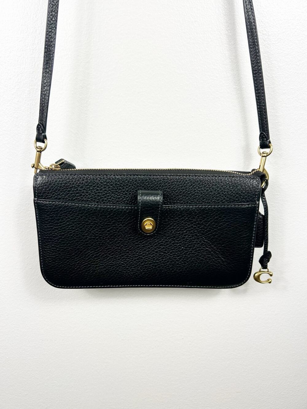 Coach Bella Black Pebbled Leather Small Crossbody Purse Handbag